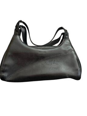Le Tanneur Black Leather Shoulder Bag Hobo Tote Handmade France